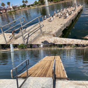 Pressure cleaned boat dock