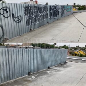 pressure washed metal fencing