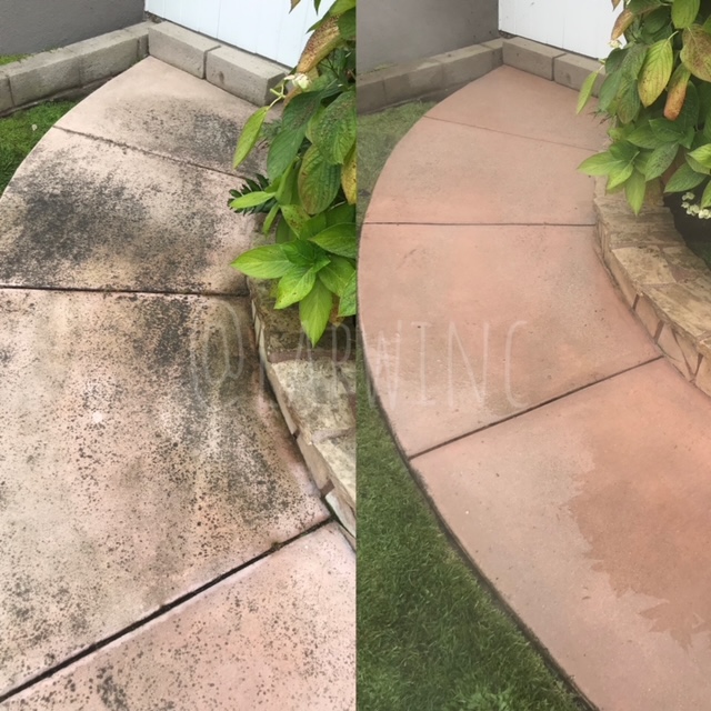 residential sidewalk pressure washed